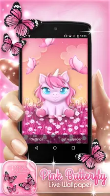 Pink Butterfly Live Wallpaper android App screenshot 1