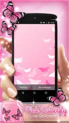 Pink Butterfly Live Wallpaper android App screenshot 2